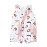Angel Dear - Kids Vintage Baseball Stripe Muslin Sleeveless Shortie Romper