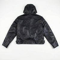 knotWTR Unisex I’m Worth A Lot Leather Jacket With Hood in black - women's jacket - view 6