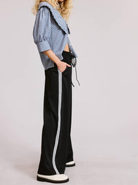 Mimosa Lace Trim Wide Leg Track Pants in black - women's pants - view 6