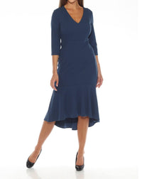 Joseph Ribkoff - V-neck High Low Midi Mermaid Dress