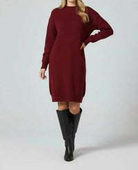 Vine & Love - Pocket Detail Long Sleeve Rib Knitted Dress