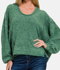 Zenana - Brushed Hacci Exposed Seam Hoodie