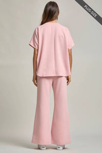 Dear Scarlett Poncho Top And Bell Bottom Modal Set - Plus in blush - women's sleepwear - detail view