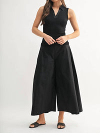 mono b Summer Breeze Wide Leg Pants in black - women's pants