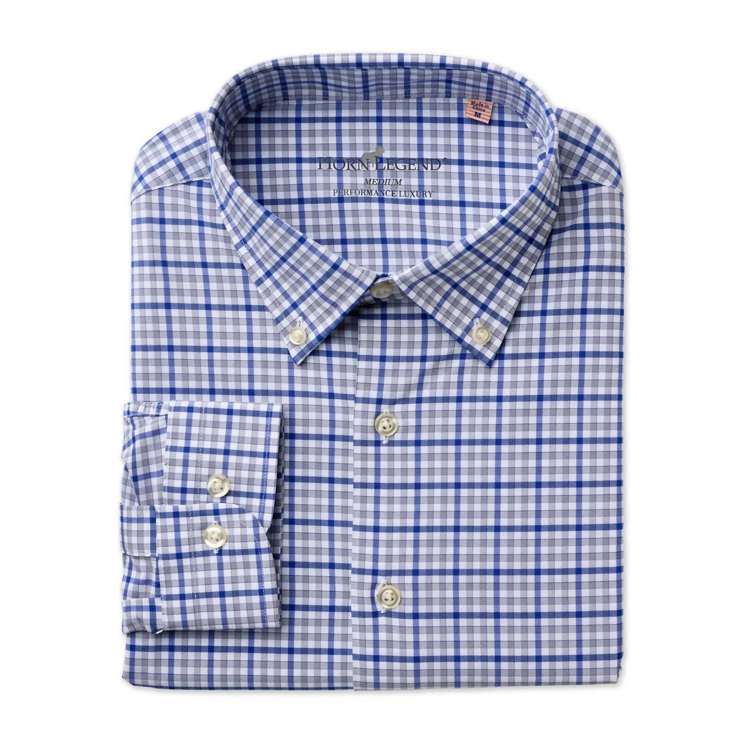 Horn Legend Men's Plano Peak Lightweight Performance Woven Shirt in navy grey - men's shirt - detail view