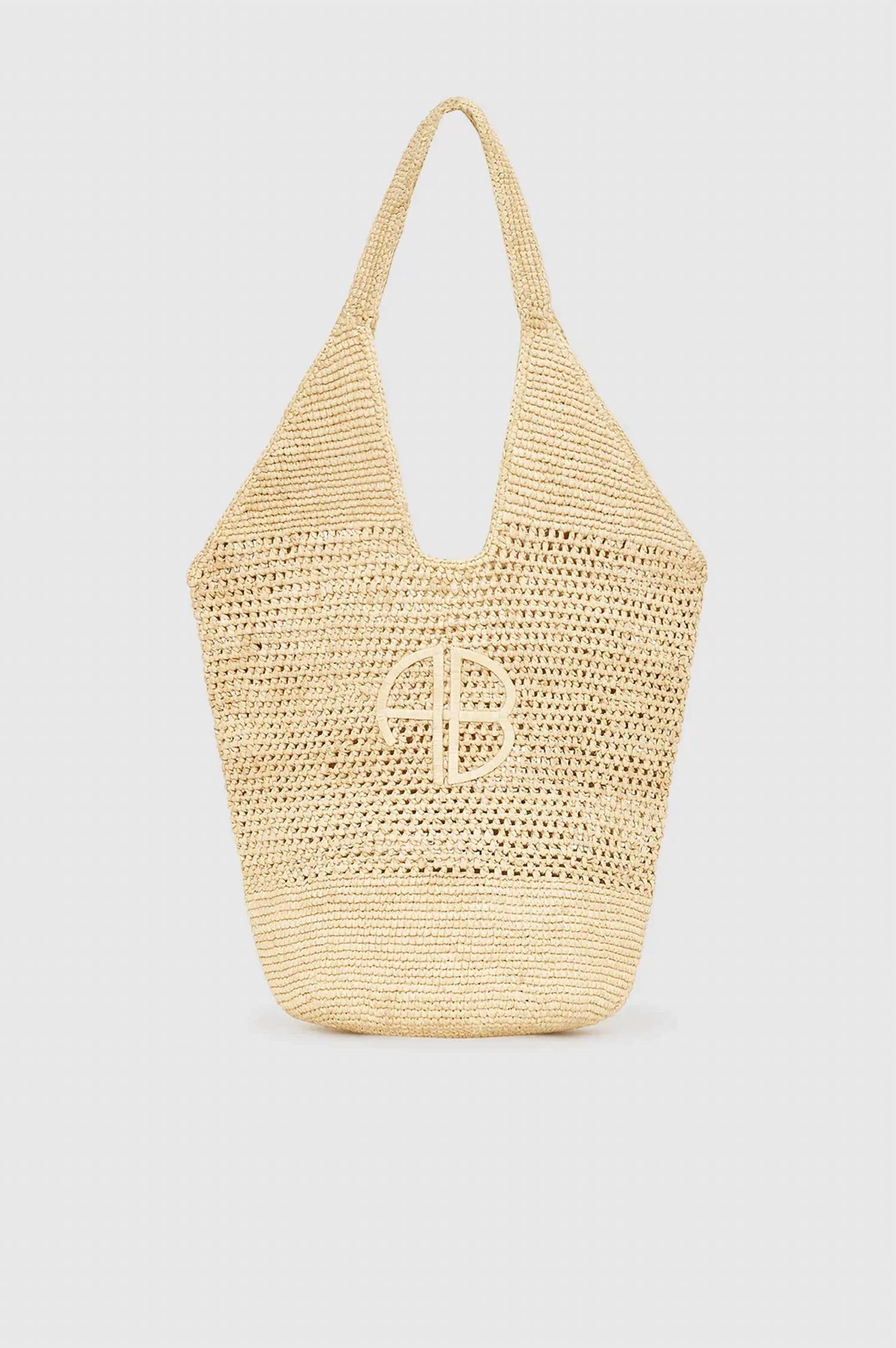 Anine Bing - Women's Leah Logo Hobo Raphia Bag
