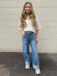 Flying Monkey - Alfie Cuffed Wide Leg Jeans