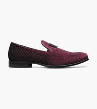 STACY ADAMS Men's Swagger Studded Slip Ons in burgundy - men's loafer - detail view