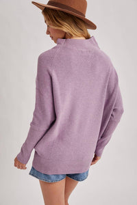 BluIvy Slouch Neck Dolman Sleeved Pullover Sweater in lavender - women's sweater - alternate view