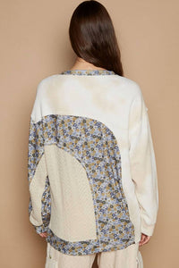 Pol - Mazy Oversize Long Sleeve Floral Contrast Thermal Top