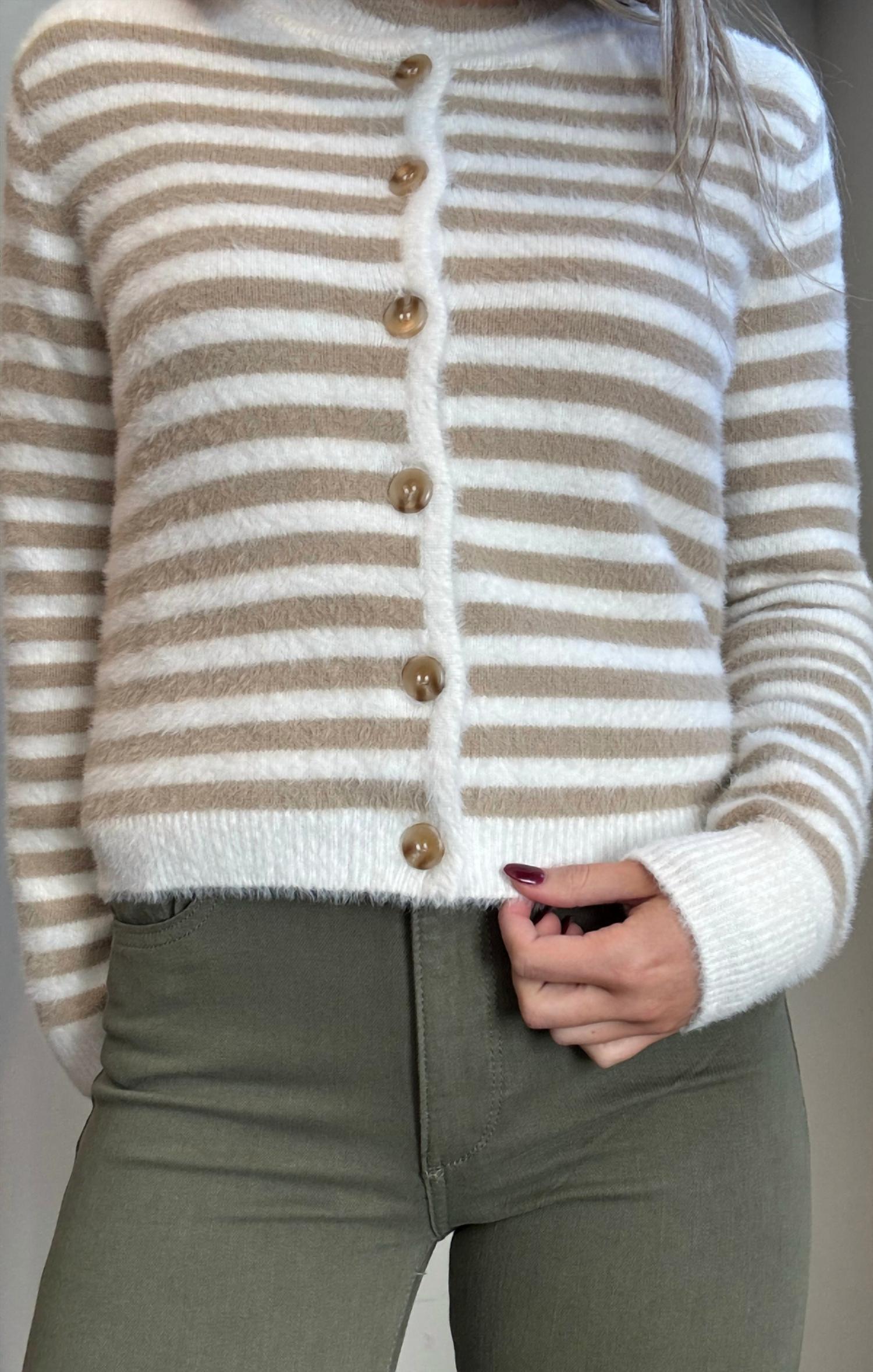 Red Haute - Heidi Striped Cardigan