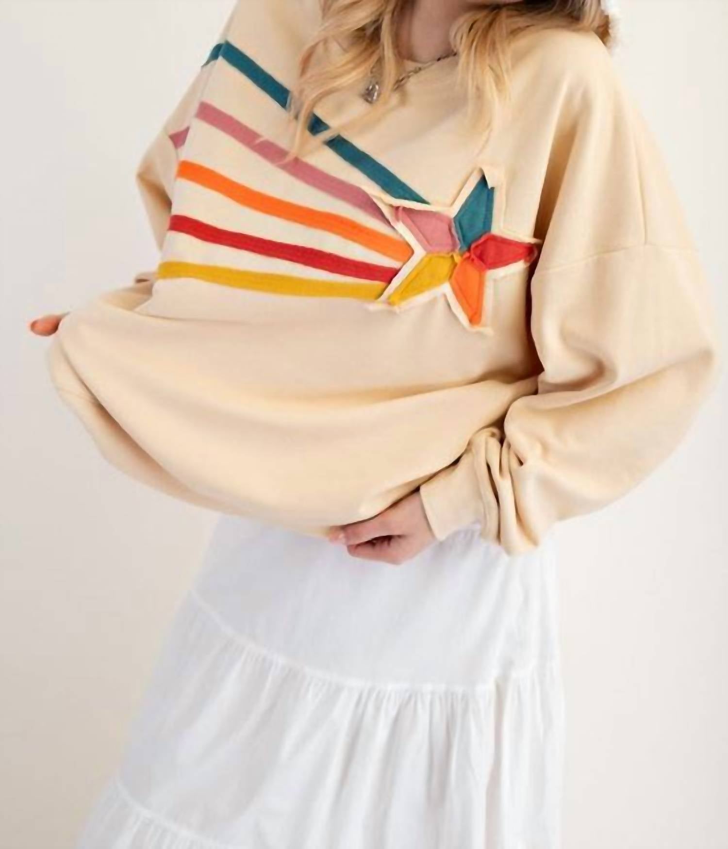 Easel - Rising Star Patch Terry Knit Pullover