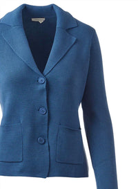 Kinross - Women's Rib Trim Notch Collar Cardigan