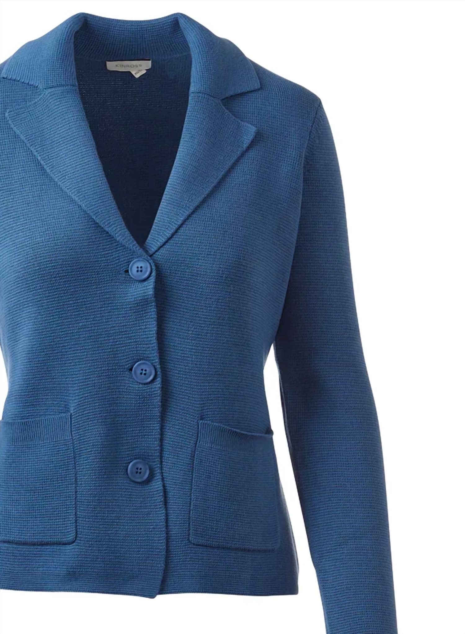 Kinross - Women's Rib Trim Notch Collar Cardigan
