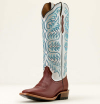 ARIAT Women's Futurity Blanche Boots in brown white blue - women's shoe - detail view