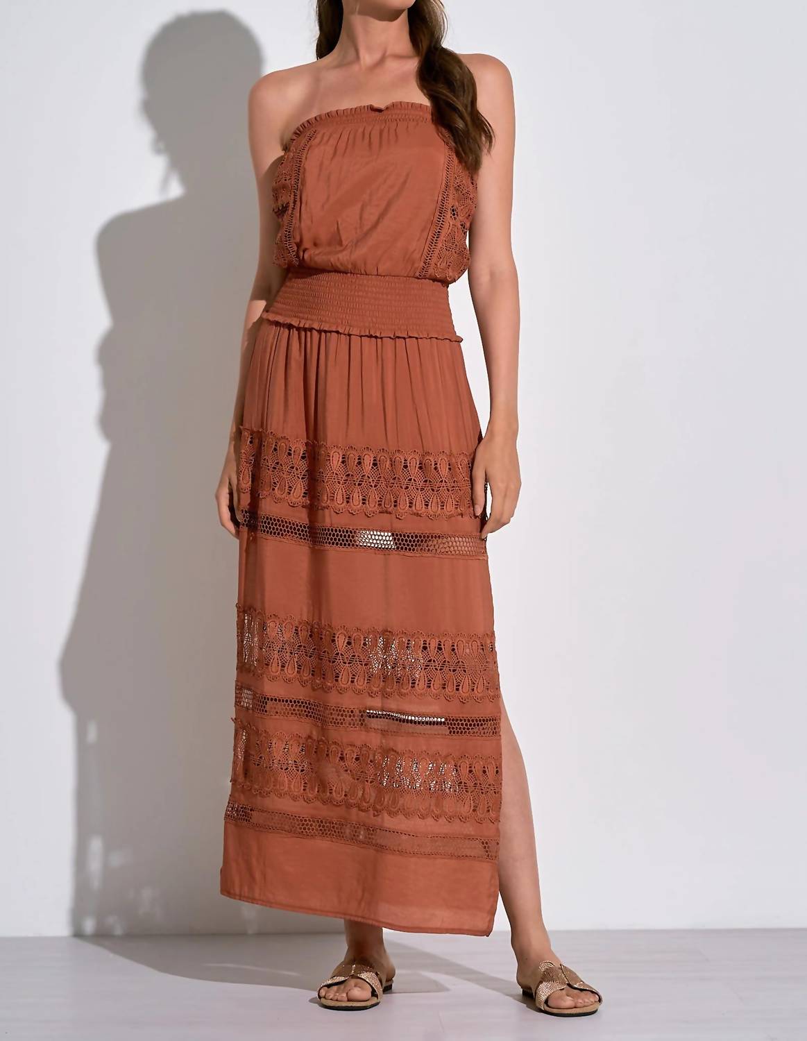 Elan - Strapless Crochet Maxi Dress