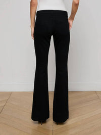 L'Agence Lenora Low Rise Seamed Flare Jeans in noir - women's jeans - alternate view
