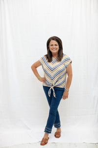 Charlie B - Women's Striped Cap Sleeve Top