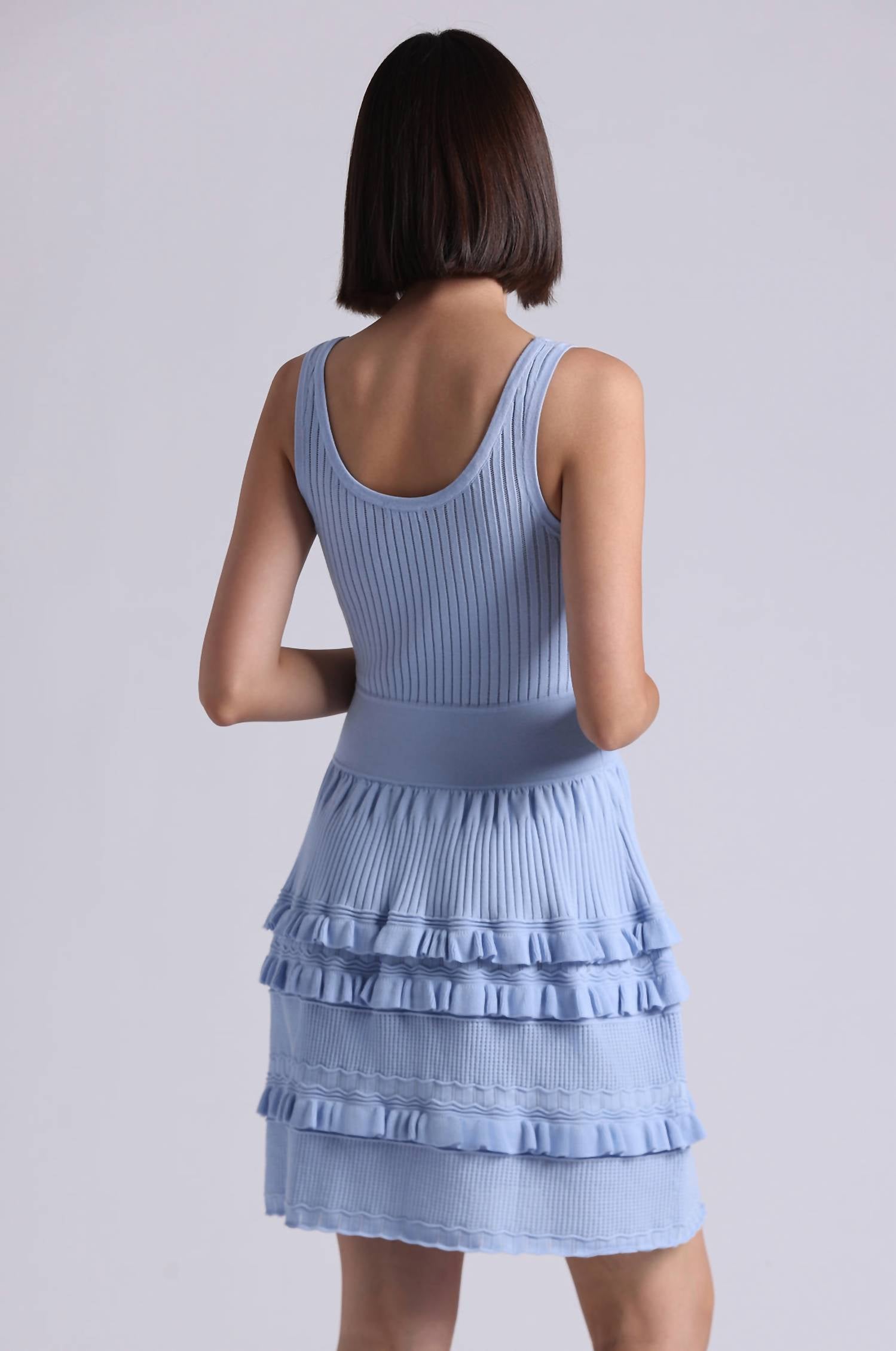Minnie Rose - Viscose Pointelle Ruffle Sleeveless Dress