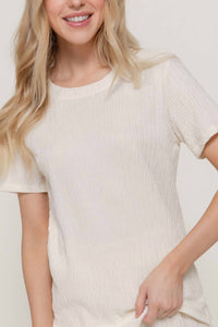 Active Basic - Short Sleeve Top And Wide Crinkle Knit Pants Set