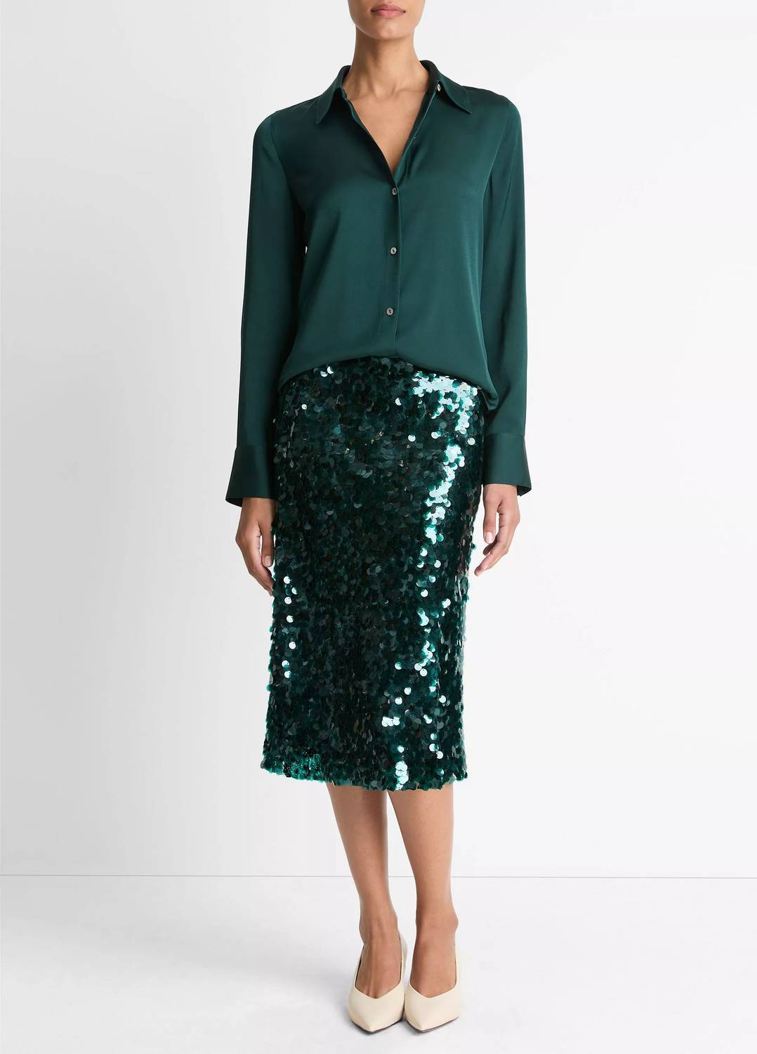 Vince - Silk-Blend Slim Button-Front Blouse