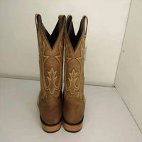 J.B. Dillon Women's Wide Square Toe Pull-on Cowboy Boots in brown - women's shoe - view 4