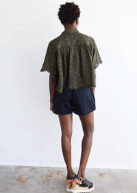 Never a Wallflower Megan Top in olive geo - women's blouse - alternate view