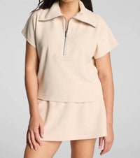 Spanx - French Rib Air Essentials Short Sleeve Half Zip Top