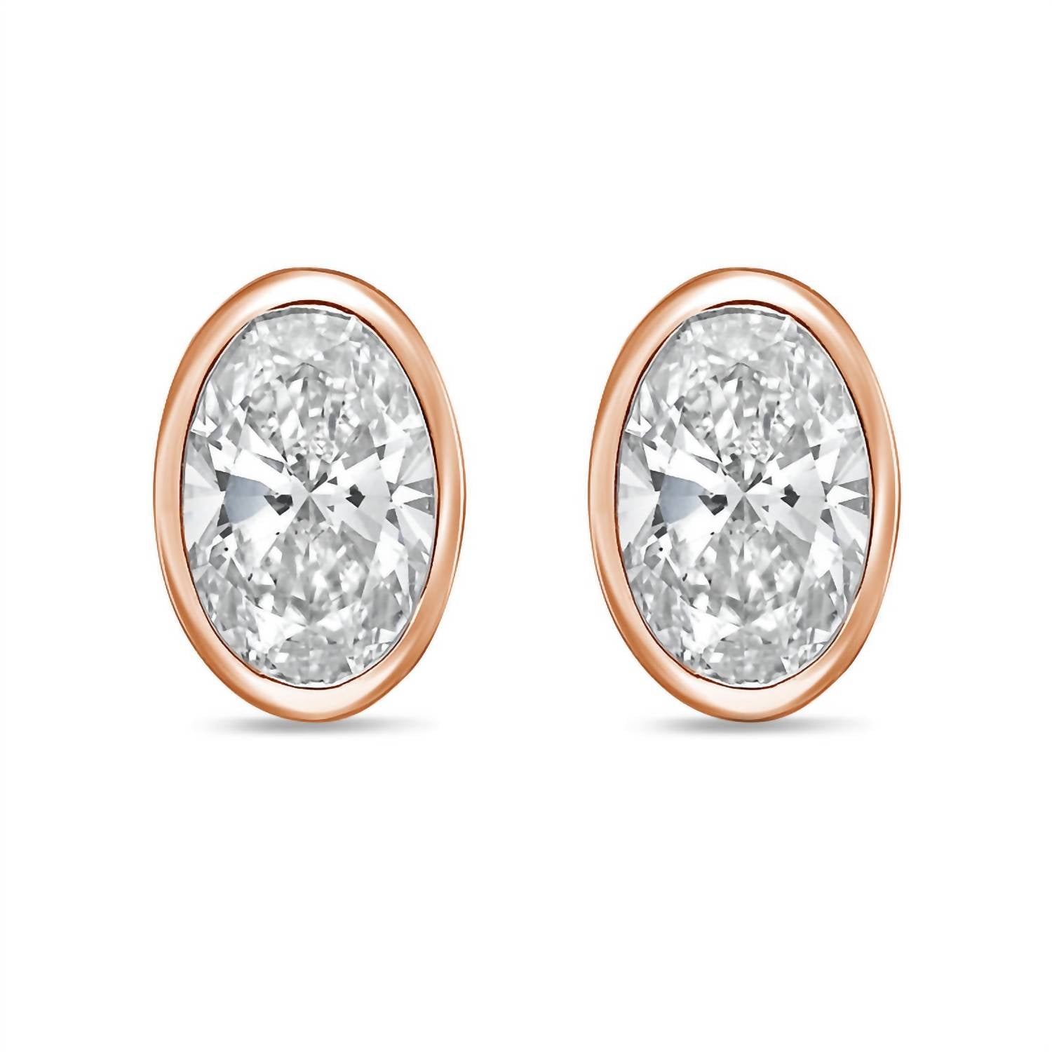 Diana M Jewels - Women's Oval Lab-grown Diamond Stud Earrings (1.50 Tcw) - Petite