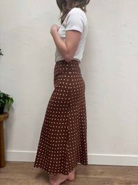 HYFVE Polka Dot A-Line Skirt in chestnut - women's skirt - alternate view
