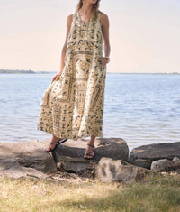 Joseph Ribkoff - Linen Scarf Print Maxi A-line Dress