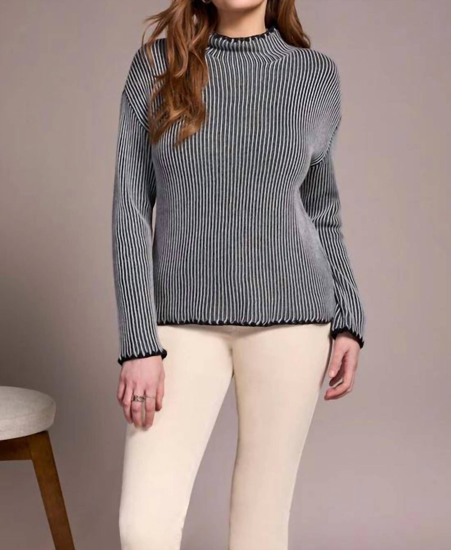 Tribal - Combed Cotton Two Tone Rib Sweater
