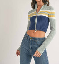 Klesis - Crop Stripe Zip Pullover
