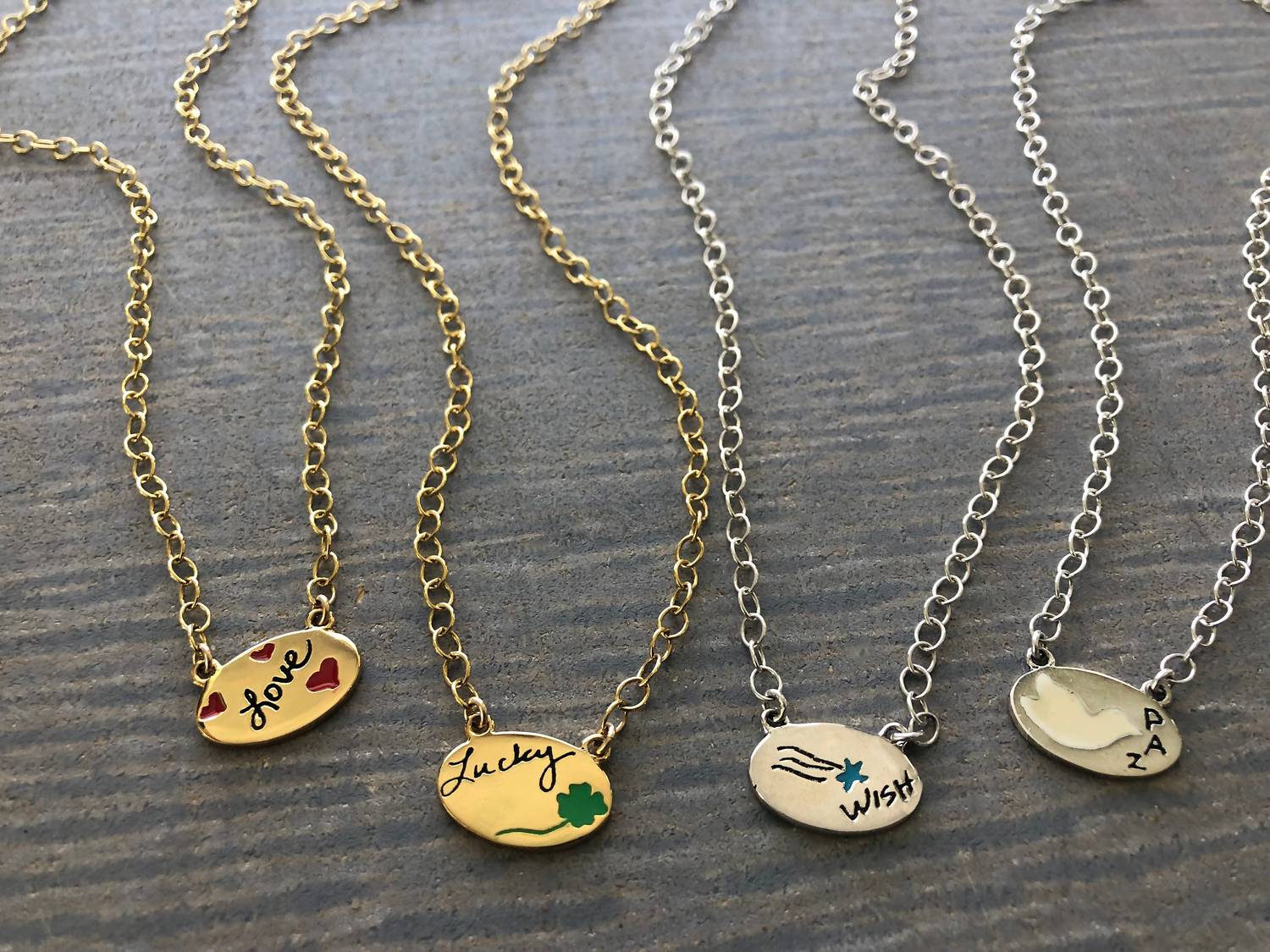 Jessica Elliot - Women's Enamel Oval Necklace - Lucky
