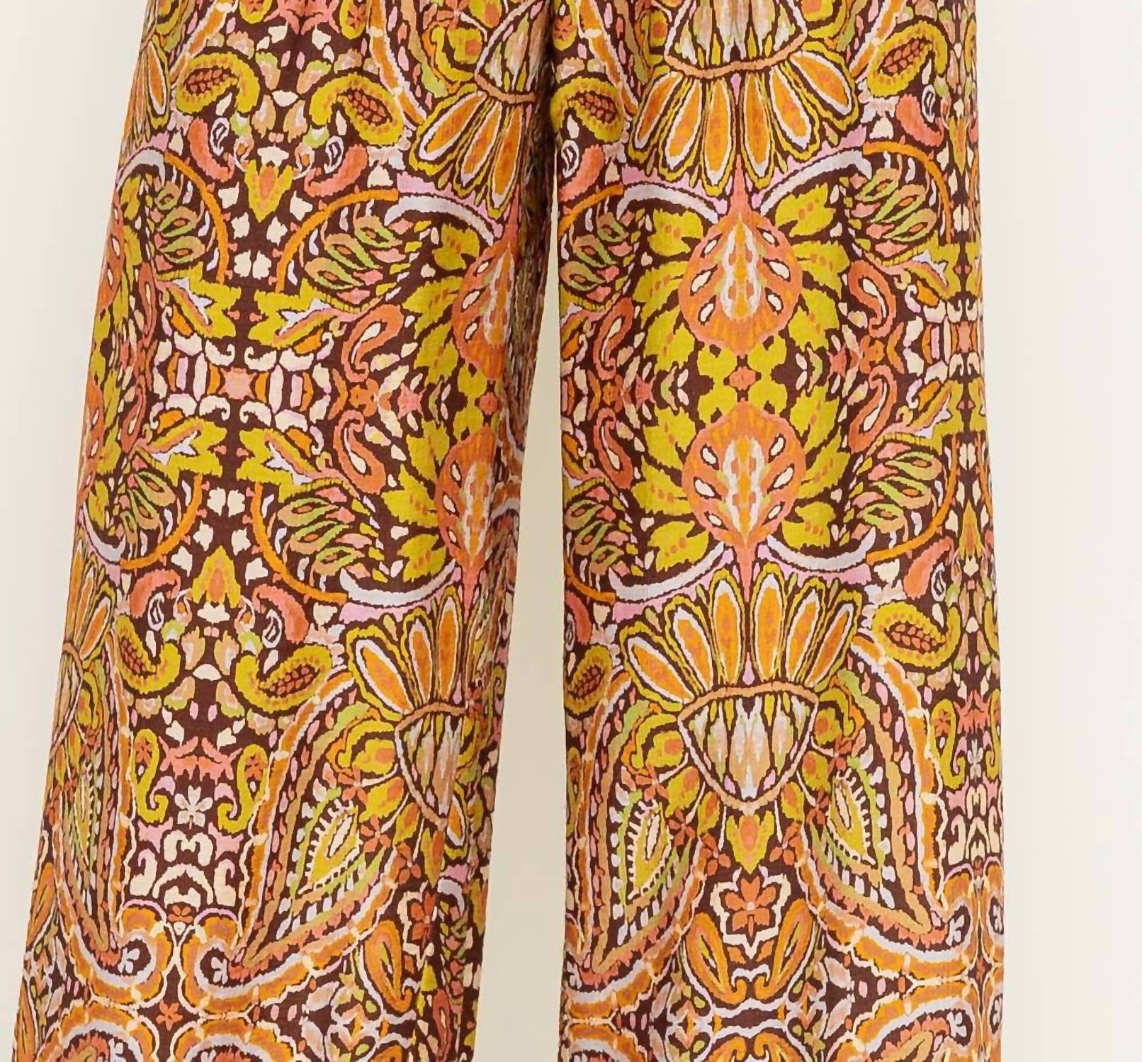 Fore Collection Resort Print Wide Leg Pants in yellow - women's pants - alternate view