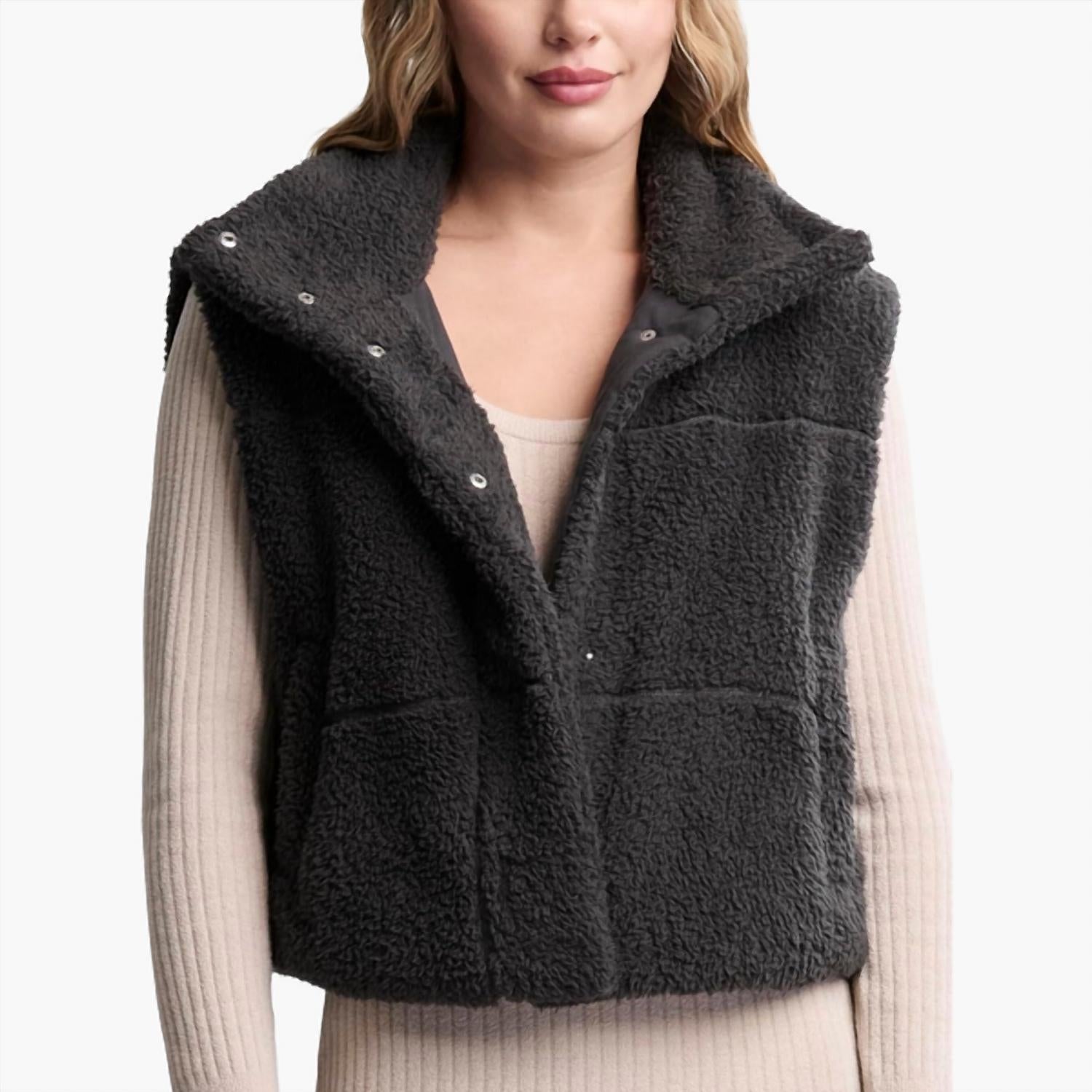BAREFOOT DREAMS Brushed Puffer Vest in carbon - women's jacket - view 4