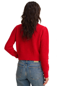 ALLISON NEW YORK HEARTS GIA CARDIGAN in red - women's cardigan - detail view