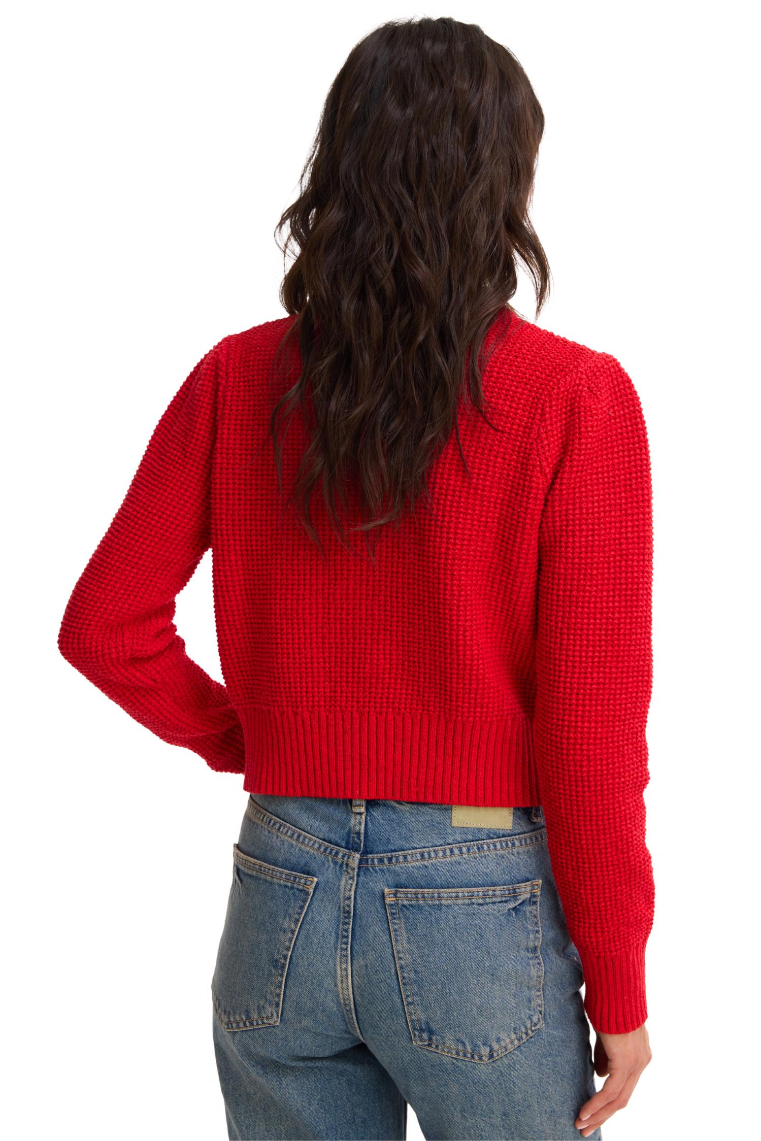 ALLISON NEW YORK HEARTS GIA CARDIGAN in red - women's cardigan - detail view