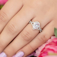 Starlette Women's Clara Teardrop Engagement Ring in white - women's jewelry - alternate view