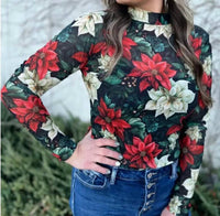 Sterling Kreek - Meet Me Under The Poinsettia Mesh Top