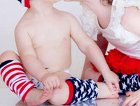 Huggalugs Baby Girls Or Boys Stars & Stripes Leg Huggers in red white blue - kids' accessory