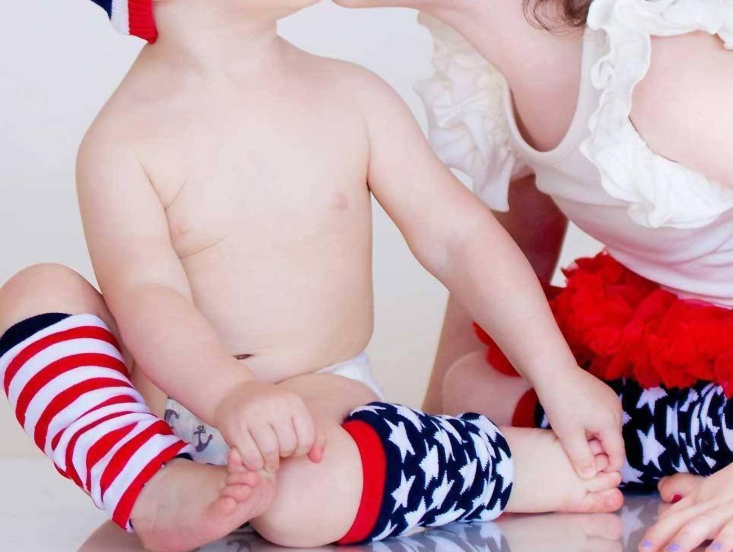 Huggalugs Baby Girls Or Boys Stars & Stripes Leg Huggers in red white blue - kids' accessory