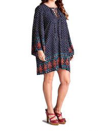 Velzera - Border Print Floral Bohemian Mini Dress