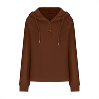 Lily Clothing Waffle Button-up Hoodie Pullover in caramel - women's top - detail view