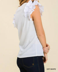 Umgee - Ruffle Sleeve Ribbed Knit Top