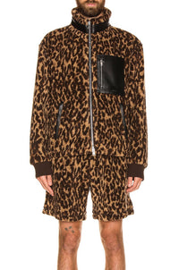 Amiri Printed Bandana Fleece Jacket in brown tan - men's jacket