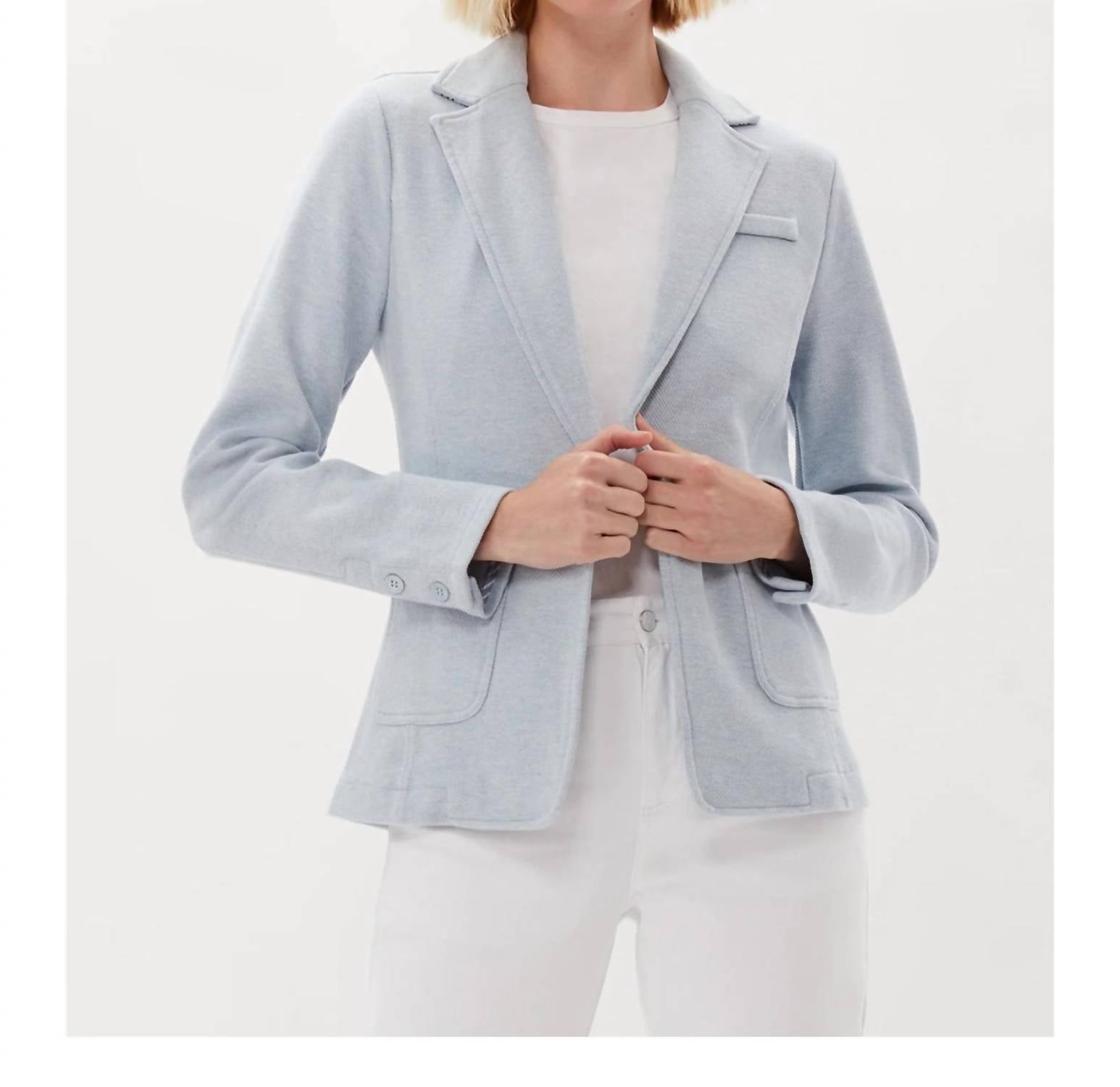 Ecru - KNIT TWILL BLAZER