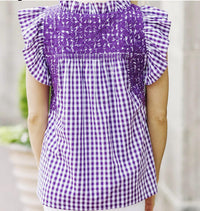 J.Marie - Gingham Embroidered Top