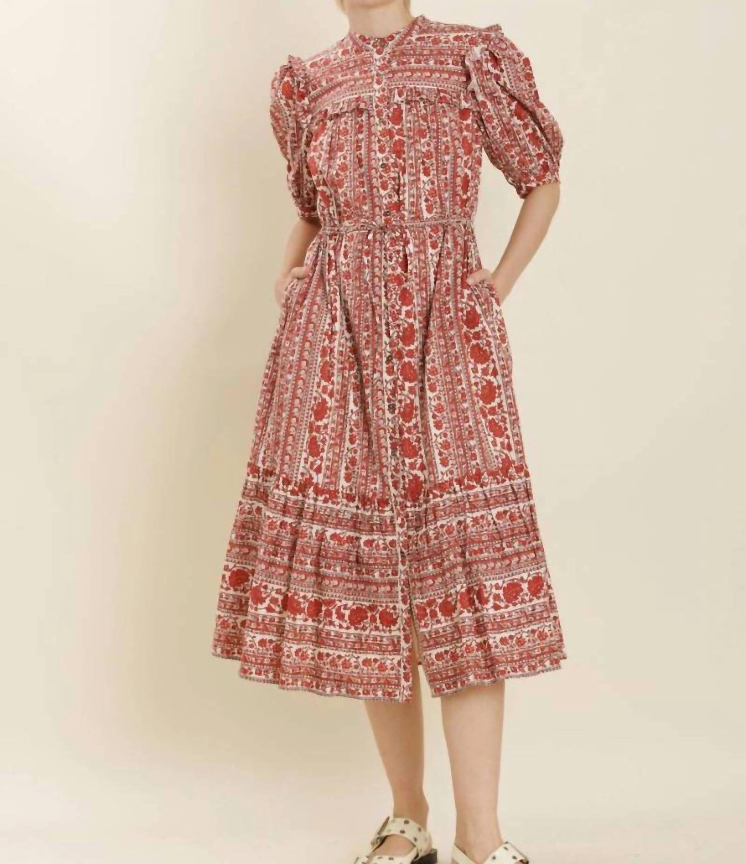 Aureum - Floral Ruffle Midi Dress