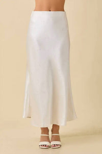 Main Strip - Satin Maxi Skirt With Rhinestone
